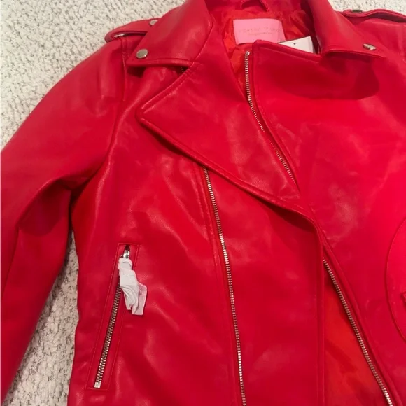 New Azalea Wang Cherry Red Faux Leather Jacket - Picture 5 of 8